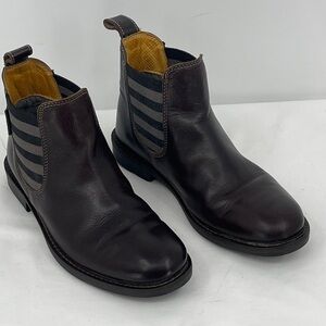 DUBLIN LEATHER WOMENS SIZE 6 Brown Chelsea Boots with Striped Elastic Panels